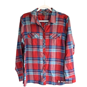 Eddie Bauer Shirt Women‎ X-Large Plaid RedBlue button up